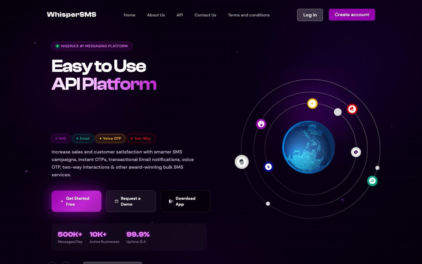 WhisperSMS website